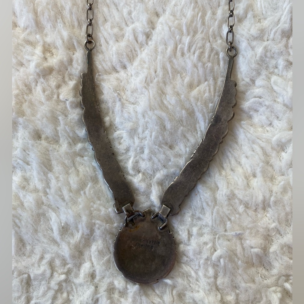 Vintage Turquoise Sterling Silver Patrick Yazzie Western Boho Necklace - Picture 5 of 7